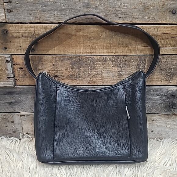 The Sak Handbags - The SAK Brook Black Pebbled Leather Hobo Shoulder Bag Purse